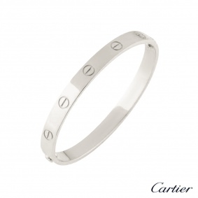 Cartier White Gold Plain Love Bracelet Size 20 B6035420